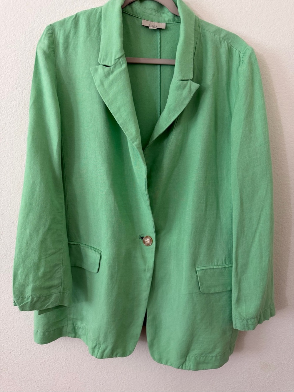 LOFT Light Green Single-Button Blazer